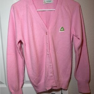 Pink V-Neck Cardigan Sweater